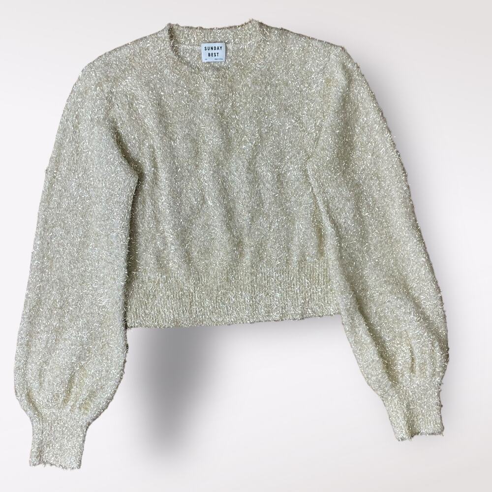 Aritzia Sunday‎ Best Kitten Sweater Gold Metallic Size XXS